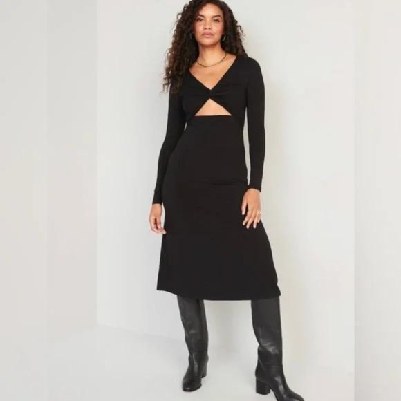 Old Navy Dresses & Skirts - Old Navy Fit & Flare Twist-Front Cutout Midi Dress for Women New